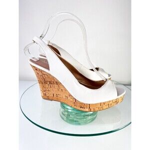 Charles by Charles David Slingback Cork Wedge Sandals White